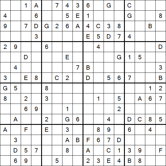Sudoku 16x16 - Medio