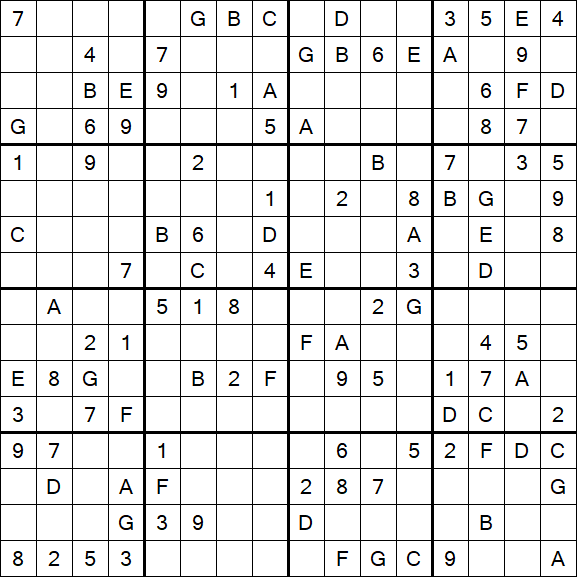Sudoku 16x16 - Médio