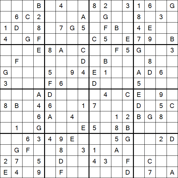 Sudoku 16x16 - Moyen