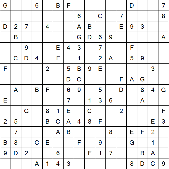 Sudoku 16x16 - Moyen