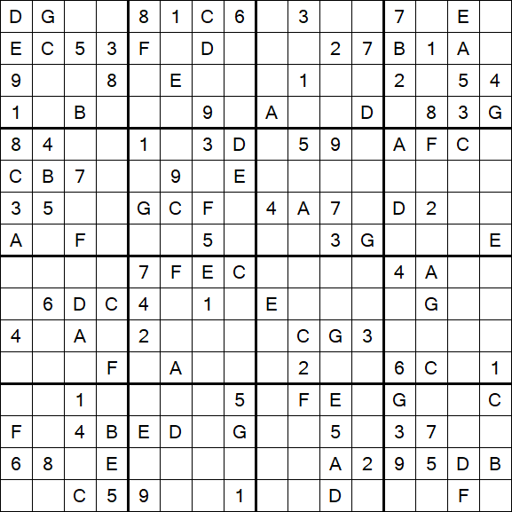 Sudoku 16x16 - Moyen