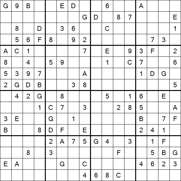 Sudoku 16x16 - Moyen
