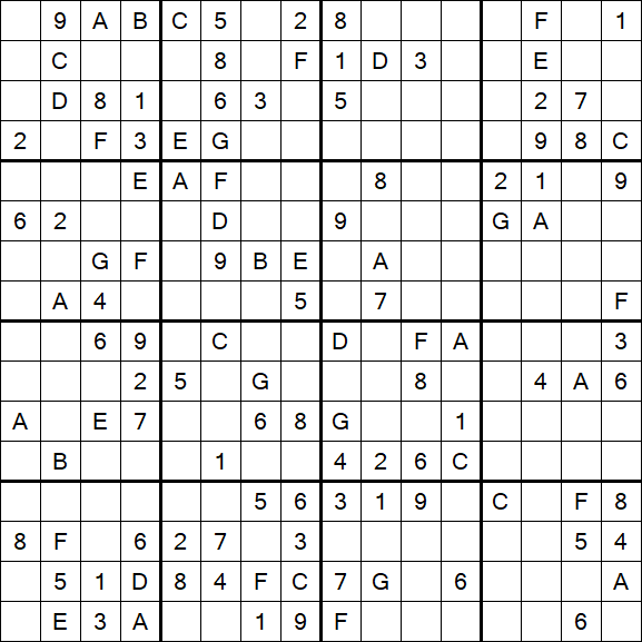Sudoku 16x16 - Moyen