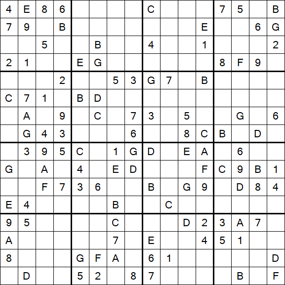 Sudoku 16x16 - Moyen