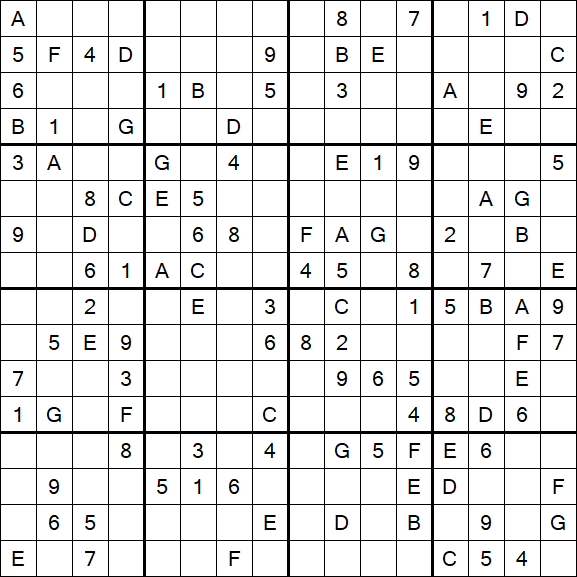 Sudoku 16x16 - Moyen