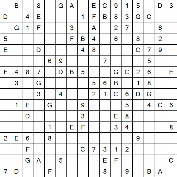 Sudoku 16x16 - Moyen