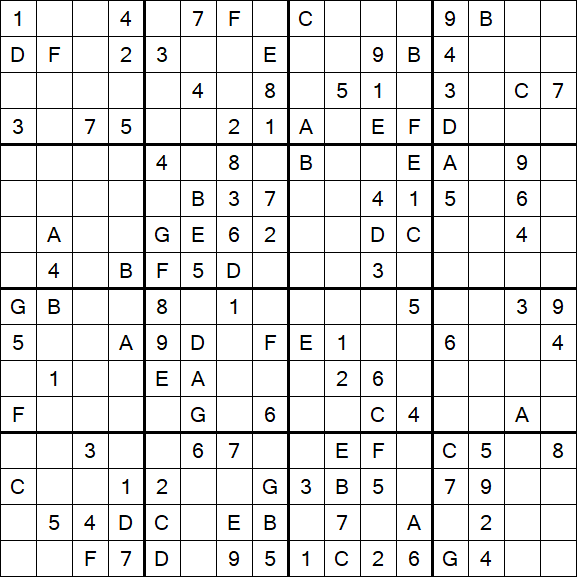 Sudoku 16x16 - Moyen