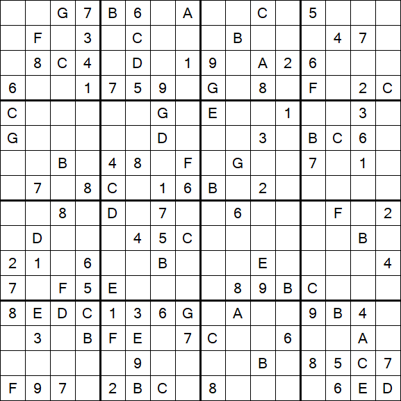 Sudoku 16x16 - Moyen