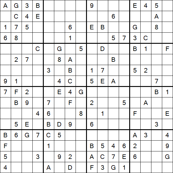 Sudoku 16x16 - Moyen