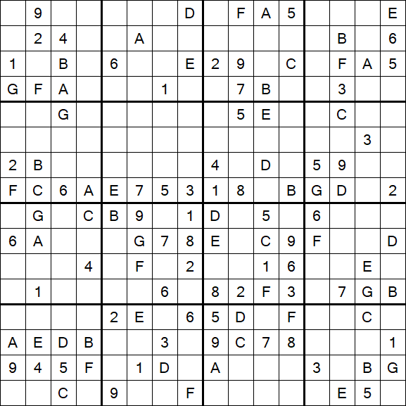 Sudoku 16x16 - Moyen