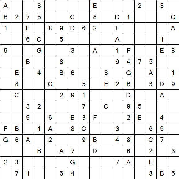 Sudoku 16x16 - Moyen