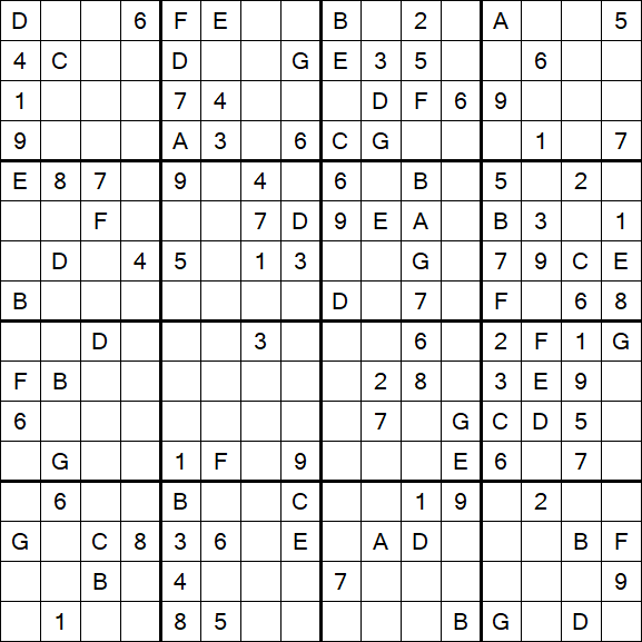 Sudoku 16x16 - Moyen