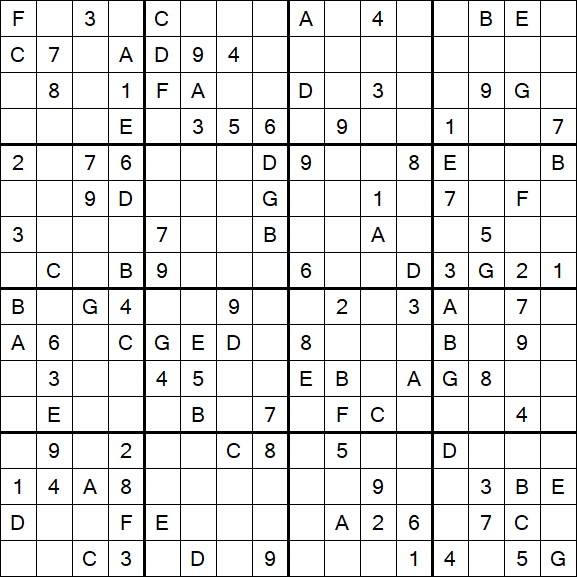 Sudoku 16x16 - Moyen