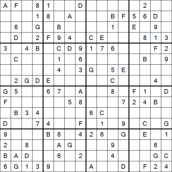 Sudoku 16x16 - Moyen