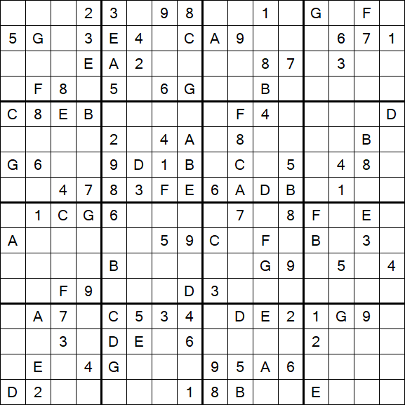 Sudoku 16x16 - Medium
