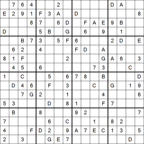 Sudoku 16x16 - Medium