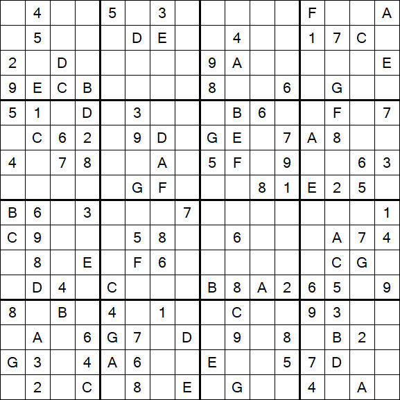 Sudoku 16x16 - Medium