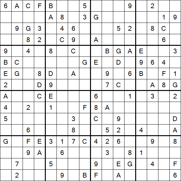 Sudoku 16x16 - Medium
