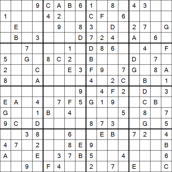 Sudoku 16x16 - Medium
