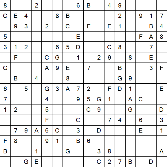 Sudoku 16x16 - Medium