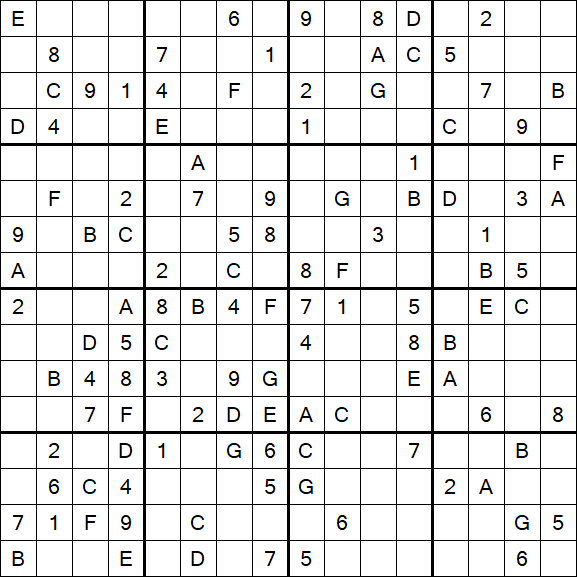 Sudoku 16x16 - Medium