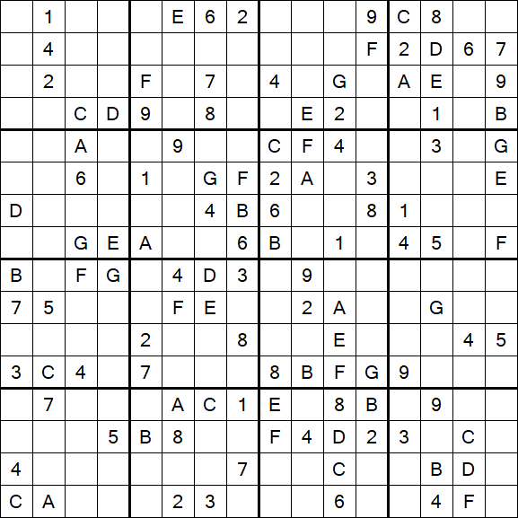Sudoku 16x16 - Medium