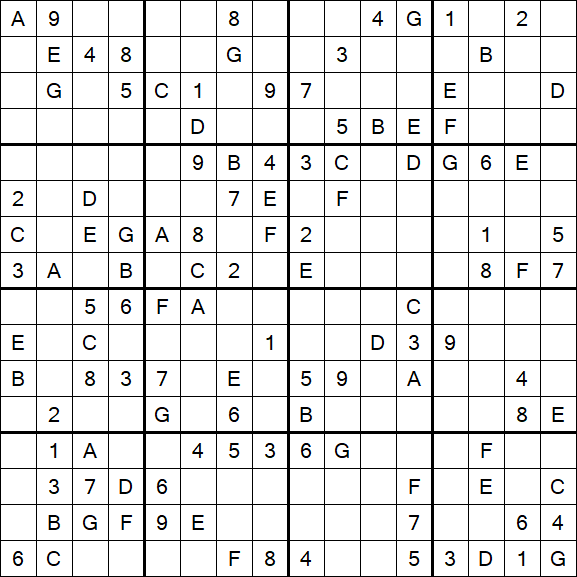 Sudoku 16x16 - Medium