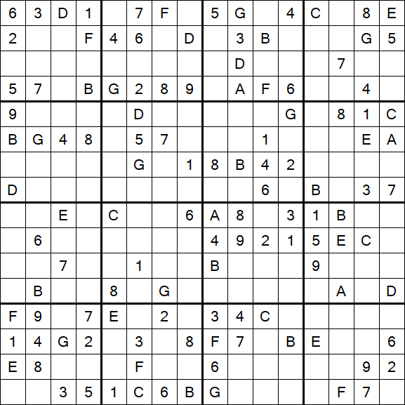 Sudoku 16x16 - Medium