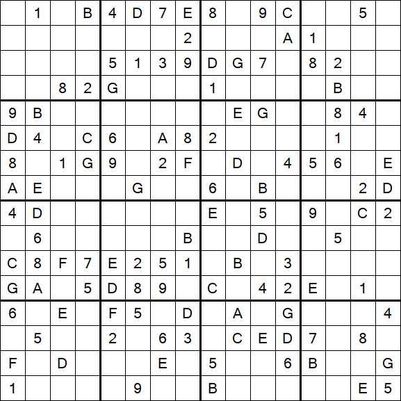 Sudoku 16x16 - Medium