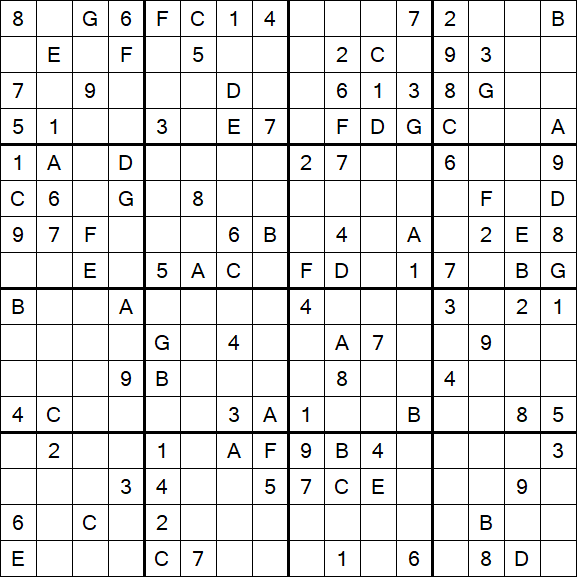 Sudoku 16x16 - Medium