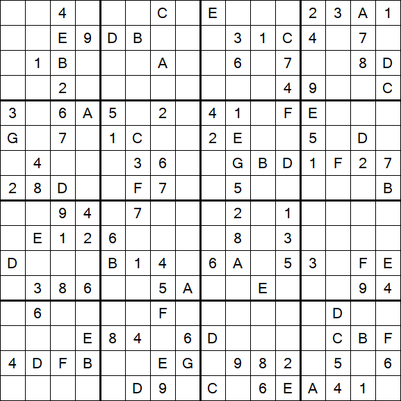 Sudoku 16x16 - Medium