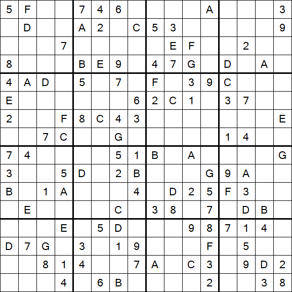 Sudoku 16x16 - Medium