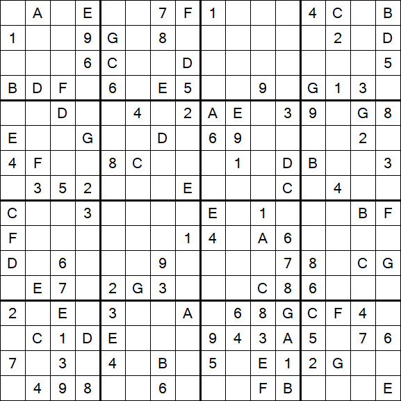 Sudoku 16x16 - Medium