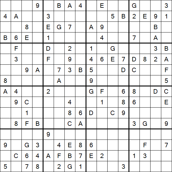 Sudoku 16x16 - Medium