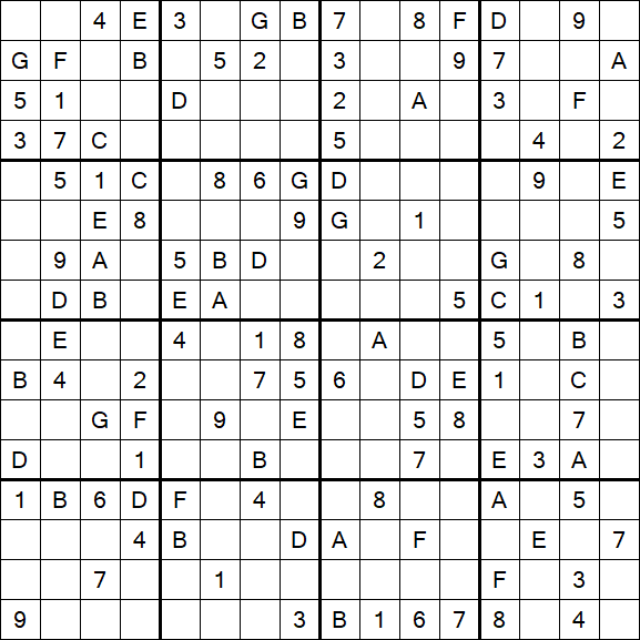 Sudoku 16x16 - Medium