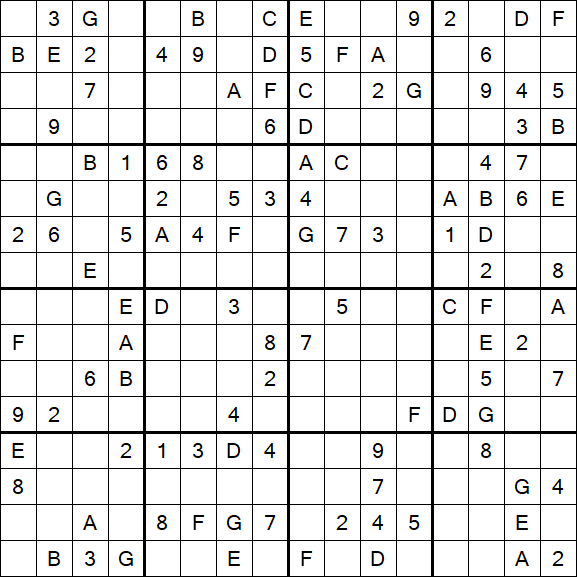 Sudoku 16x16 - Medium