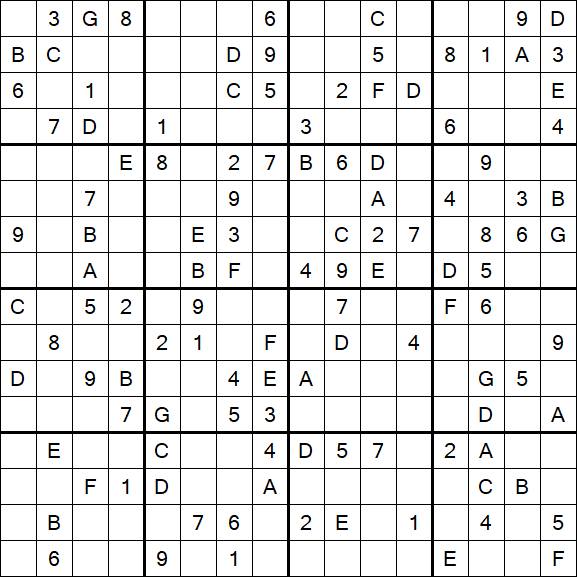 Sudoku 16x16 - Medium