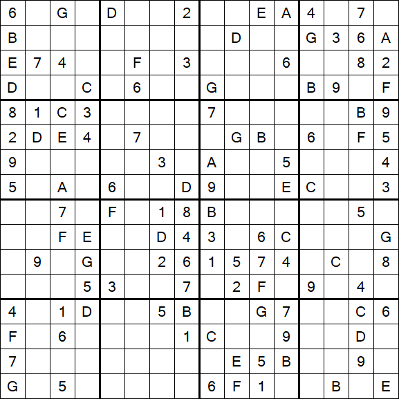 Sudoku 16x16 - Medium