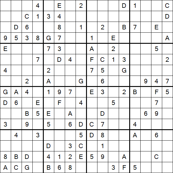 Sudoku 16x16 - Medium