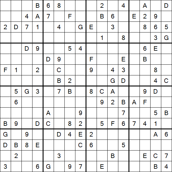 Sudoku 16x16 - Medium