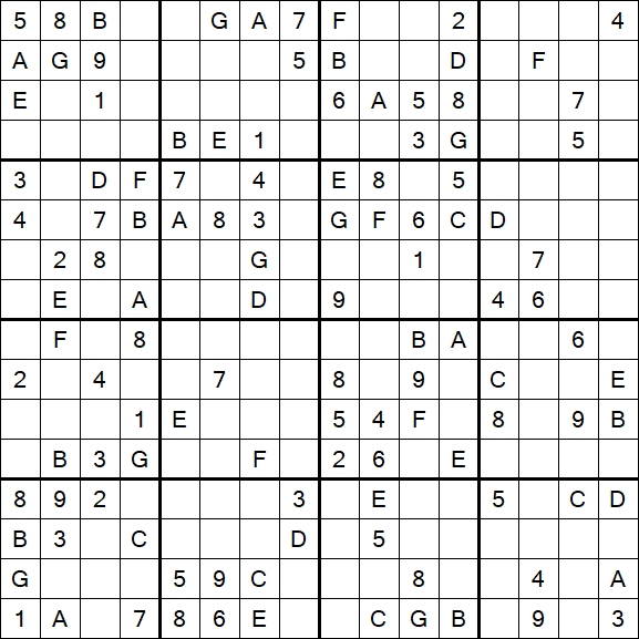 Sudoku 16x16 - Medium
