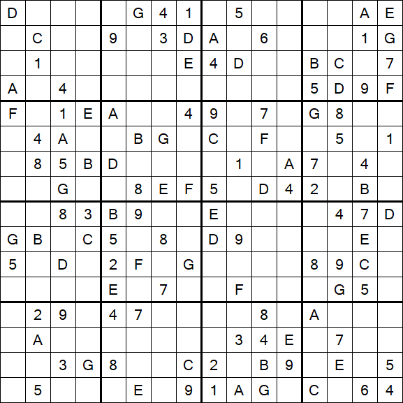 Sudoku 16x16 - Medium