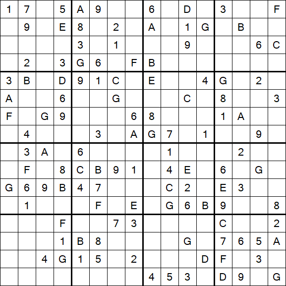Sudoku 16x16 - Medium