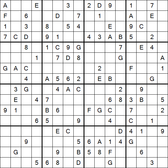 Sudoku 16x16 - Mittel