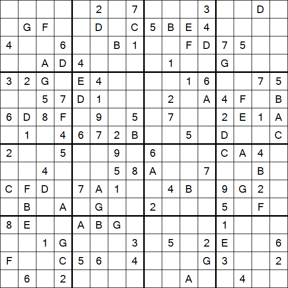Sudoku 16x16 - Mittel