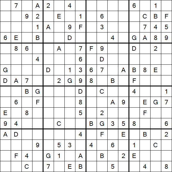 Sudoku 16x16 - Mittel