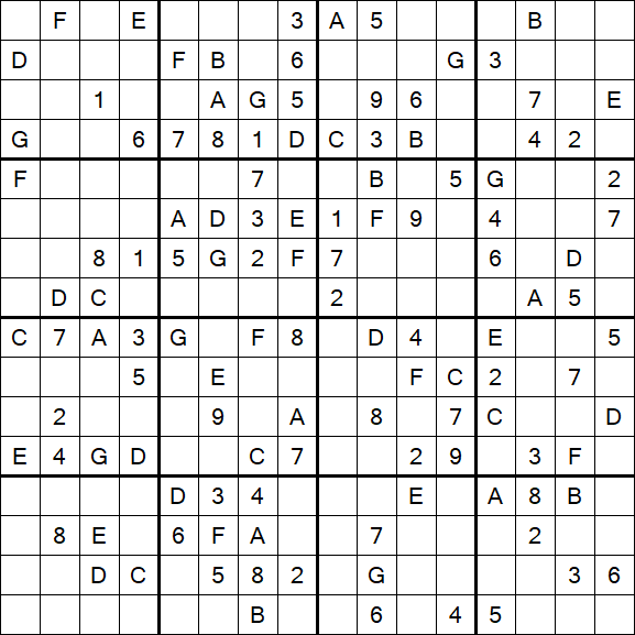 Sudoku 16x16 - Médio