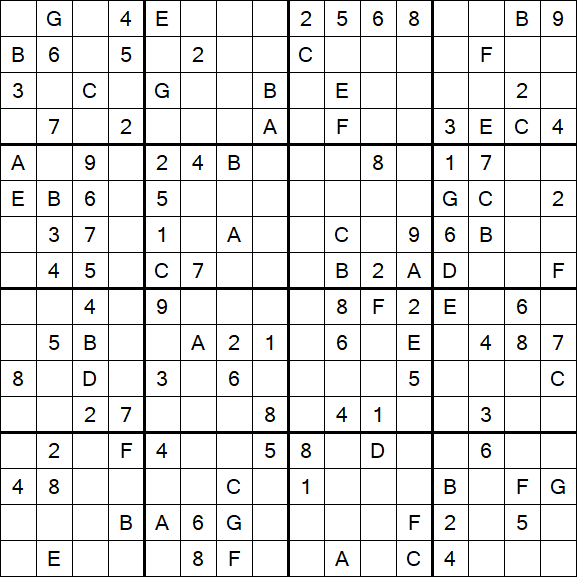 Sudoku 16x16 - Médio