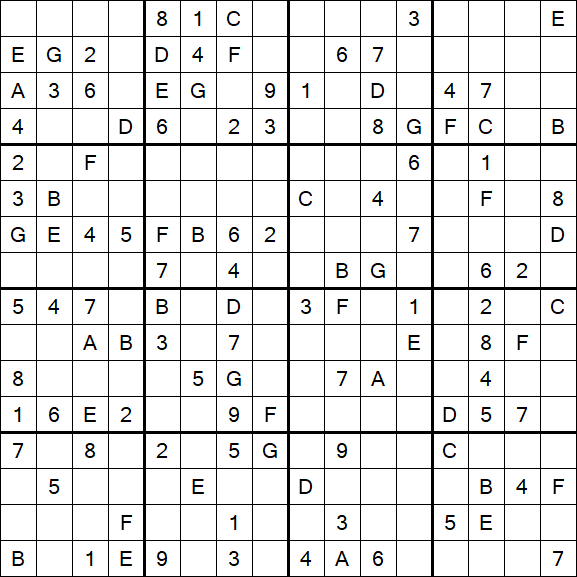 Sudoku 16x16 - Medio