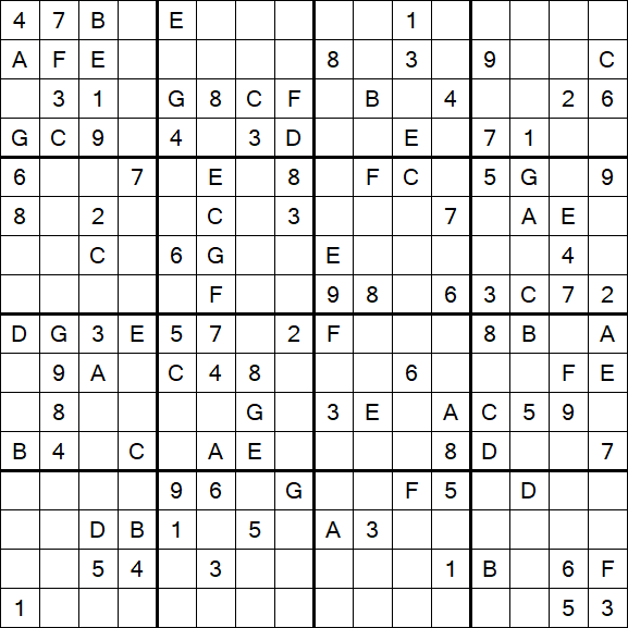 Sudoku 16x16 - Medio